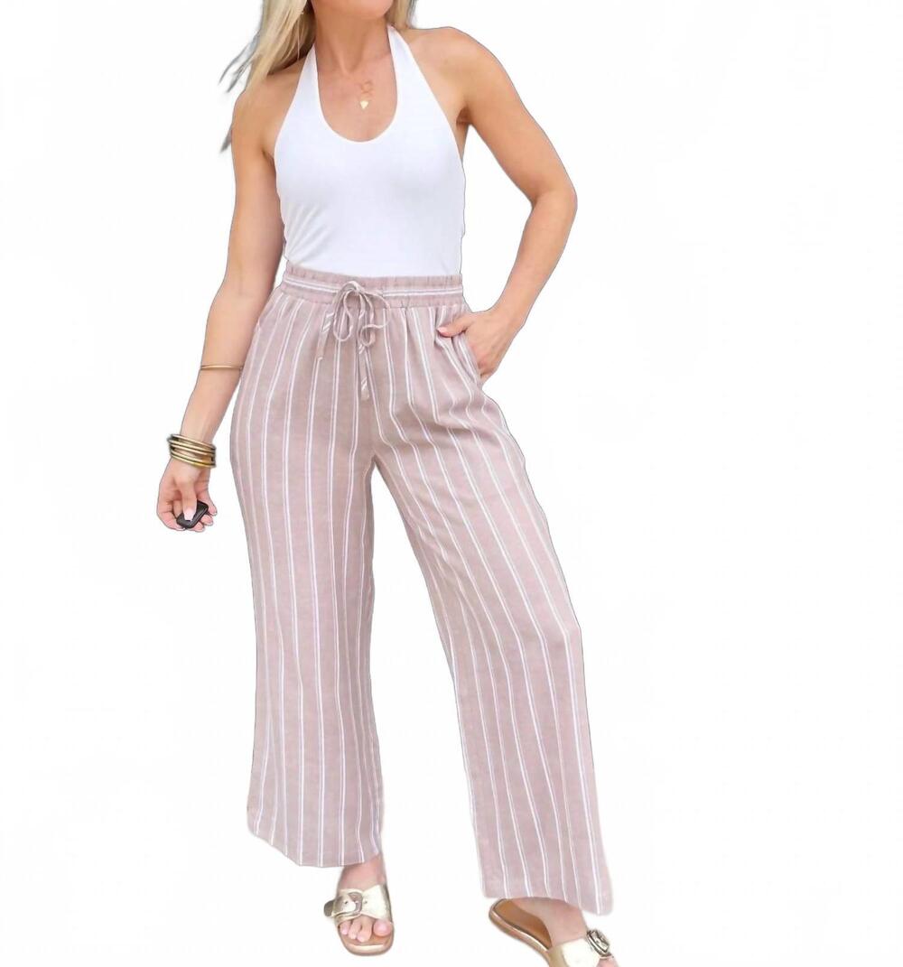 NEW EE:SOME soft washed striped pants in almond veil